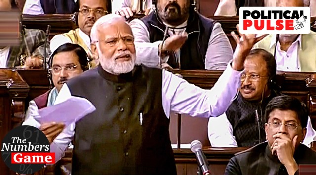 Prime Minister Narendra Modi replies to the Motion of Thanks on the President's address in the Rajya Sabha during Budget Session of Parliament. (PTI)