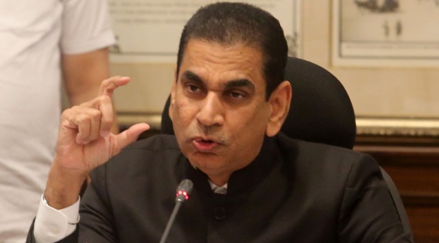 BMC Iqbal Chahal addressing the media during a press conference after presenting the budget 2023-24 at BMC headquarter in Mumbai on Saturday. (
Express Photo By Ganesh Shirsekar)