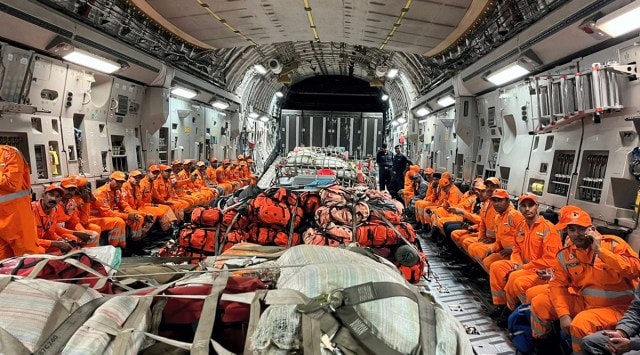 National Disaster Response Force (NDRF) personnel with relief material and trained dog squads were among the rescue and medical teams sent by India to quake-hit Turkey on Tuesday. (PTI)