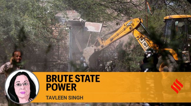 Demolition drive underway in Mehrauli on February 12 (Express Photo by Gajendra Yadav)