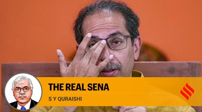 Former Maharashtra chief minister Uddhav Thackeray addresses a press conference at Shiv Sena Bhavan in Mumbai, Monday, Feb. 20, 2023. (PTI Photo/Kunal Patil)
