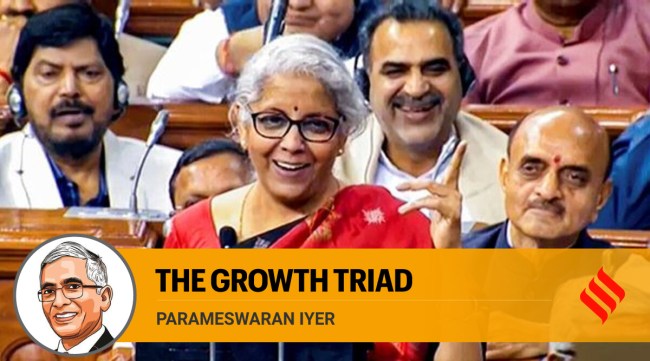 Finance Minister Nirmala Sitharaman presents the Union Budget 2024 in Parliament on February 1. (Photo via PTI)