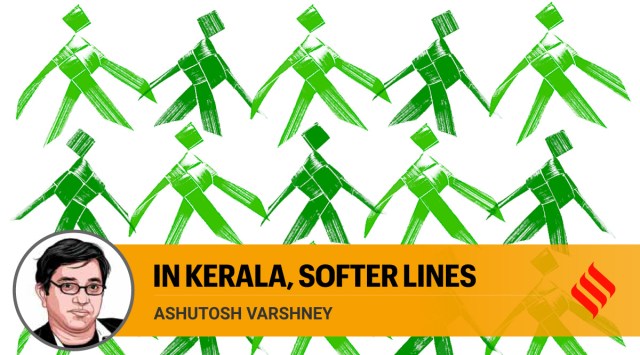 If violent communal polarisation takes over Kerala, it will be a shocking historical novelty. Surprises are not unknown in politics, but Aafia’s transparent pride in Kerala’s communal harmony might well suggest a belief structure that has a mass base, a deep sentiment that the polarising political organisations may not be able to undermine. (Illustration by  C R Sasikumar)