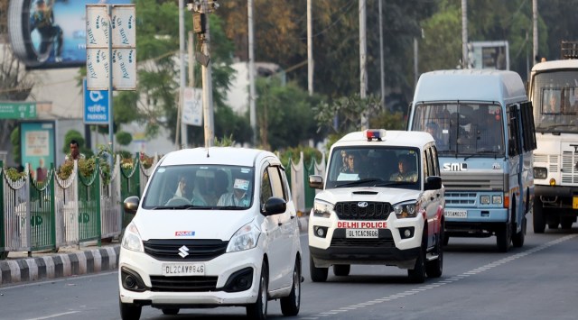 Delhi Deputy Chief Minister Manish Sisodia leaves from Rouse Avenue court in in New Delhi on Monday. EXPRESS PHOTO BY PRAVEEN KHANNA 27 02 2023.
