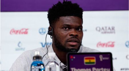 Ghana's Thomas Partey during the press conference. (Reuters)