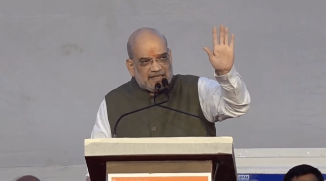 Union Home Minister Amit Shah addressing the Vijay Sankalp Rally organised by Maharashtra BJP. (Amitshah/Twitter)