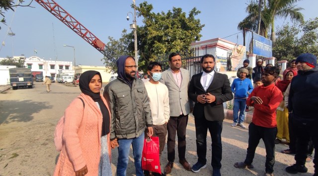 Siddique Kappan walks out of jail after almost over two years, in Lucknow on Thursday. (Express Photo)