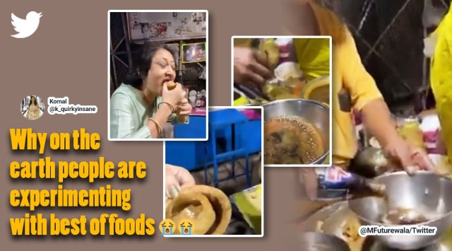 Street vendor sells Thumps Up pani puri and woman surprisingly loves it