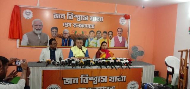 Speaking to reporters at the party's state headquarters here this afternoon, BJP spokesperson Nabendu Bhattacharya said Modi is likely to address rallies in West Tripura and South Tripura districts in a whirlwind tour. (Express photo/Debraj Deb)