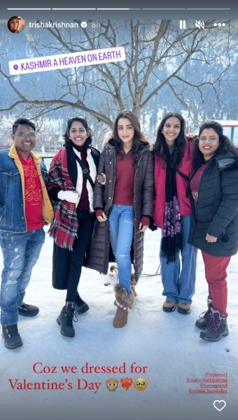 Trisha with her on sets of Leo