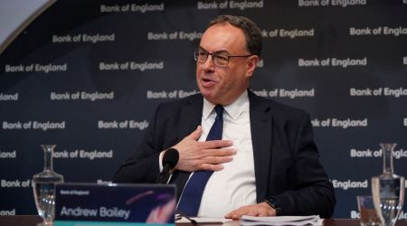 Andrew Bailey, Governor of the Bank of England, attends the Bank of England Monetary Policy Report Press Conference, at the Bank of England, London. (Reuters)