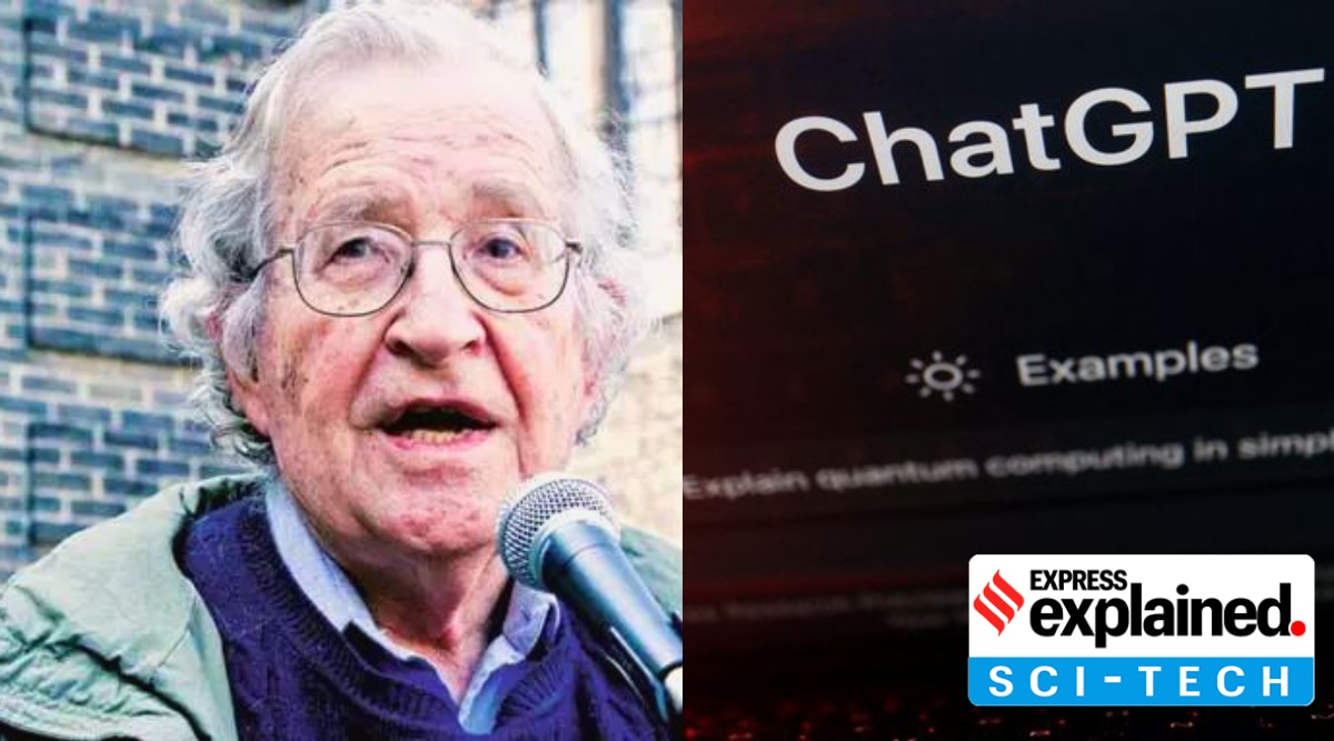 Noam Chomsky and the ChatGPT logo