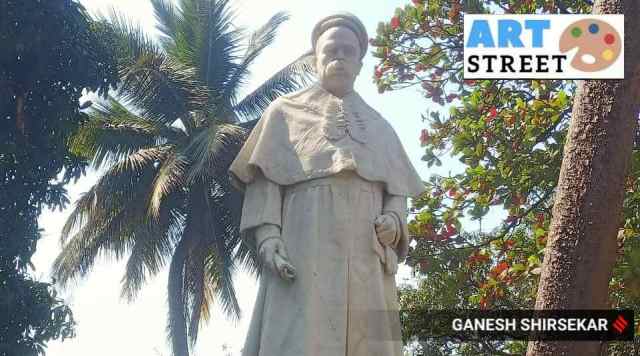 A 110-year-old full-size marble statue of Mahadev Govind Ranade (Express Photo by Gnesh Shirsekar)