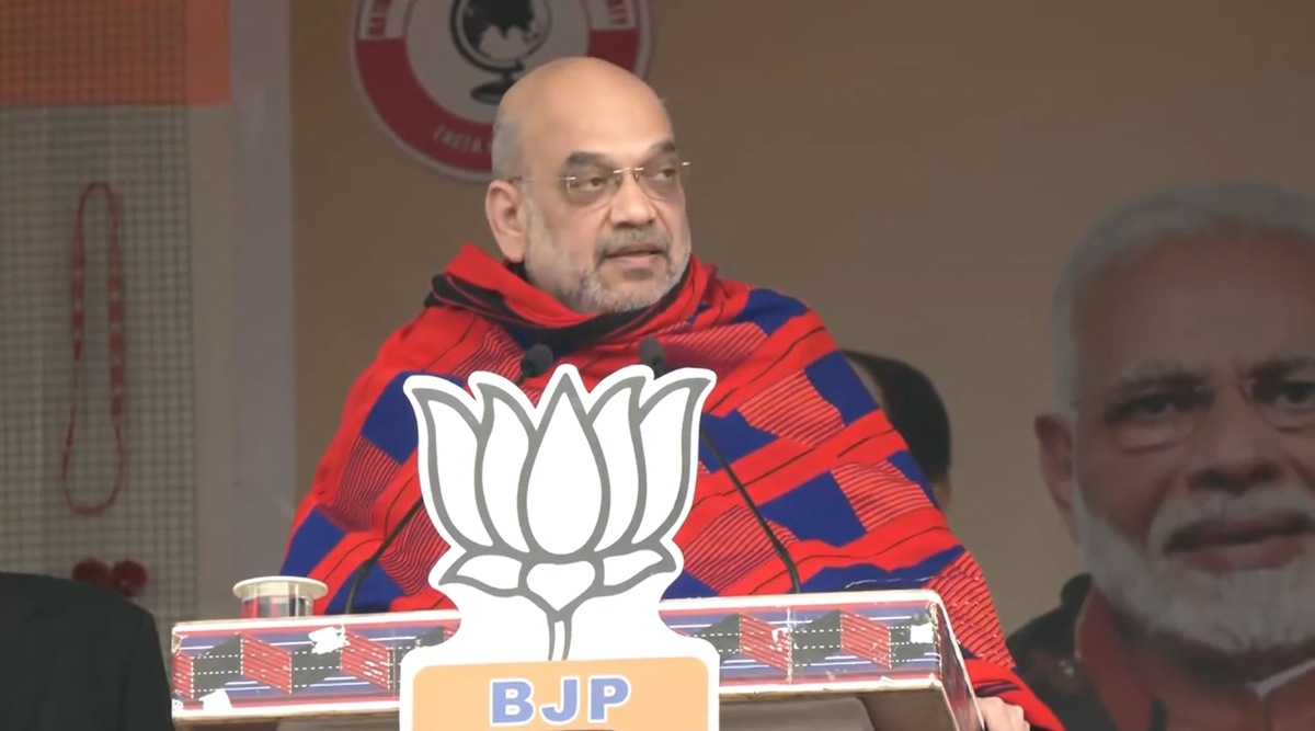 Union Minister Amit Shah speaking at a rally in Nagaland. (Twitter/AmitShah)