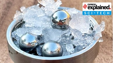 Part of a ball-milling device, consisting of a jar into which ordinary crystalline ice and steel balls are placed before being shaken vigorously in an experiment to create a previously unrecognized form of ice, called medium-density amorphous ice, is seen at a laboratory.