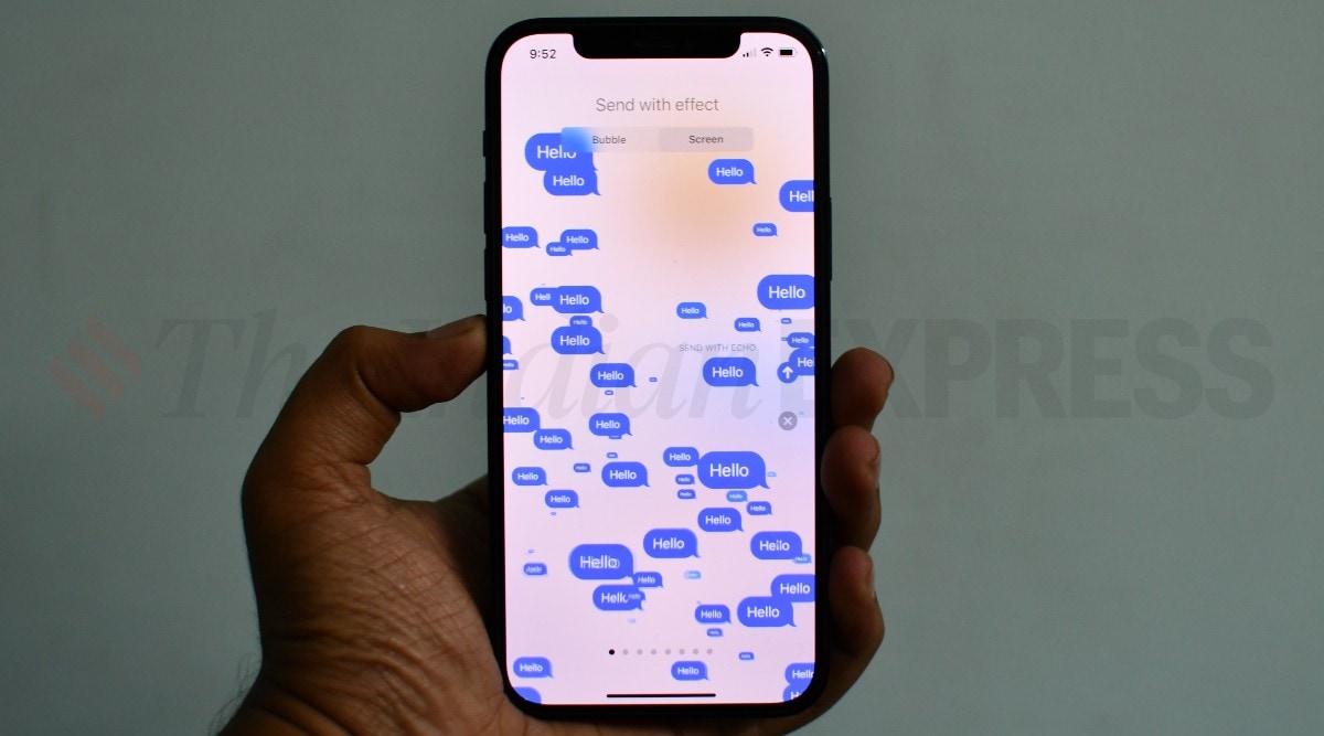 You can now send messages with various effects on iMessage (Image credit: Vivek Umashankar / Indian Express)