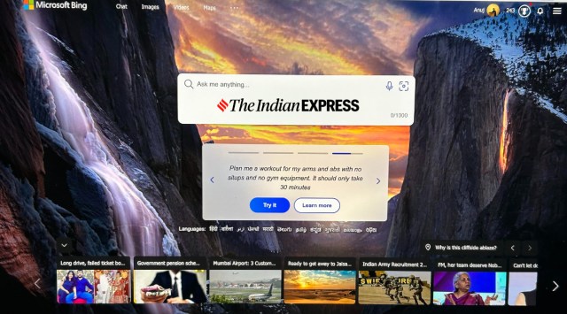 Microsoft's revamped Bing with AI offers a different type of search experience. (Image credit: Anuj Bhatia/Indian Express)
