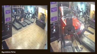 car crashes into gym