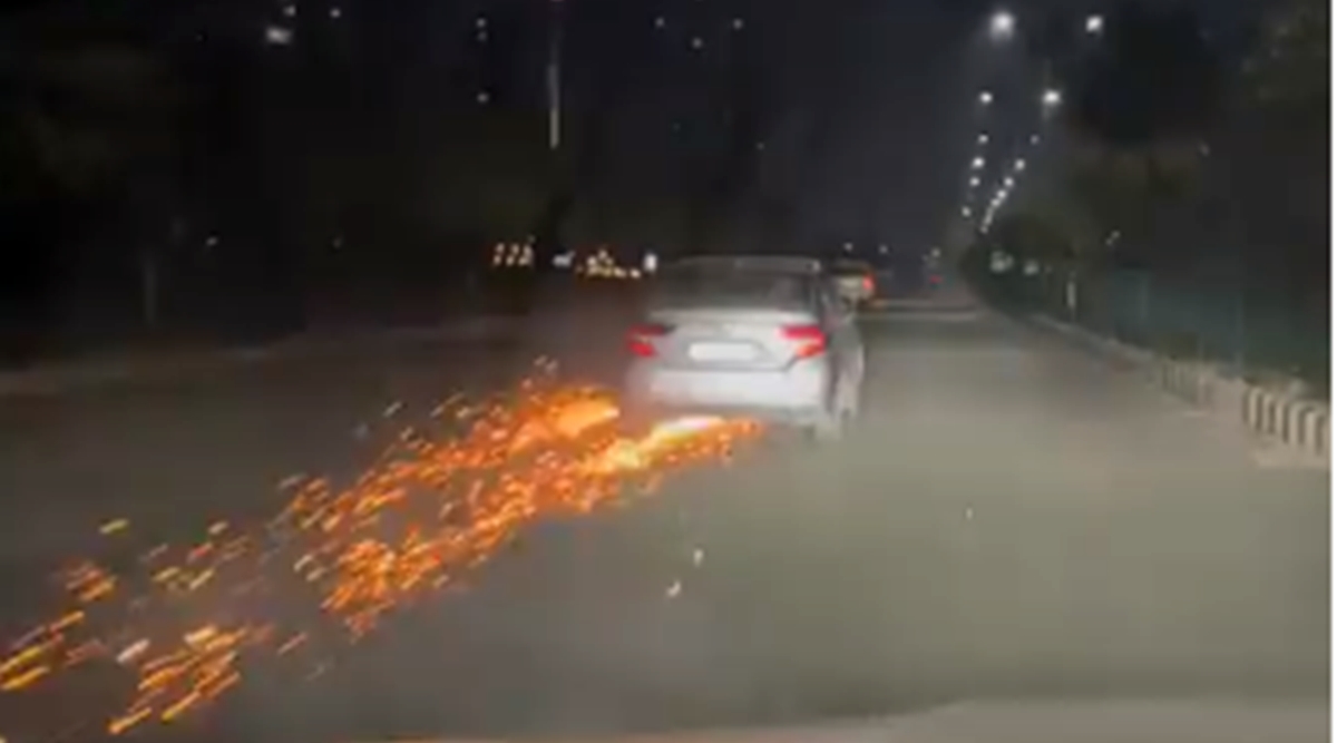 Narrow escape for bouncer after car rams into his motorbike, drags it 3 ...