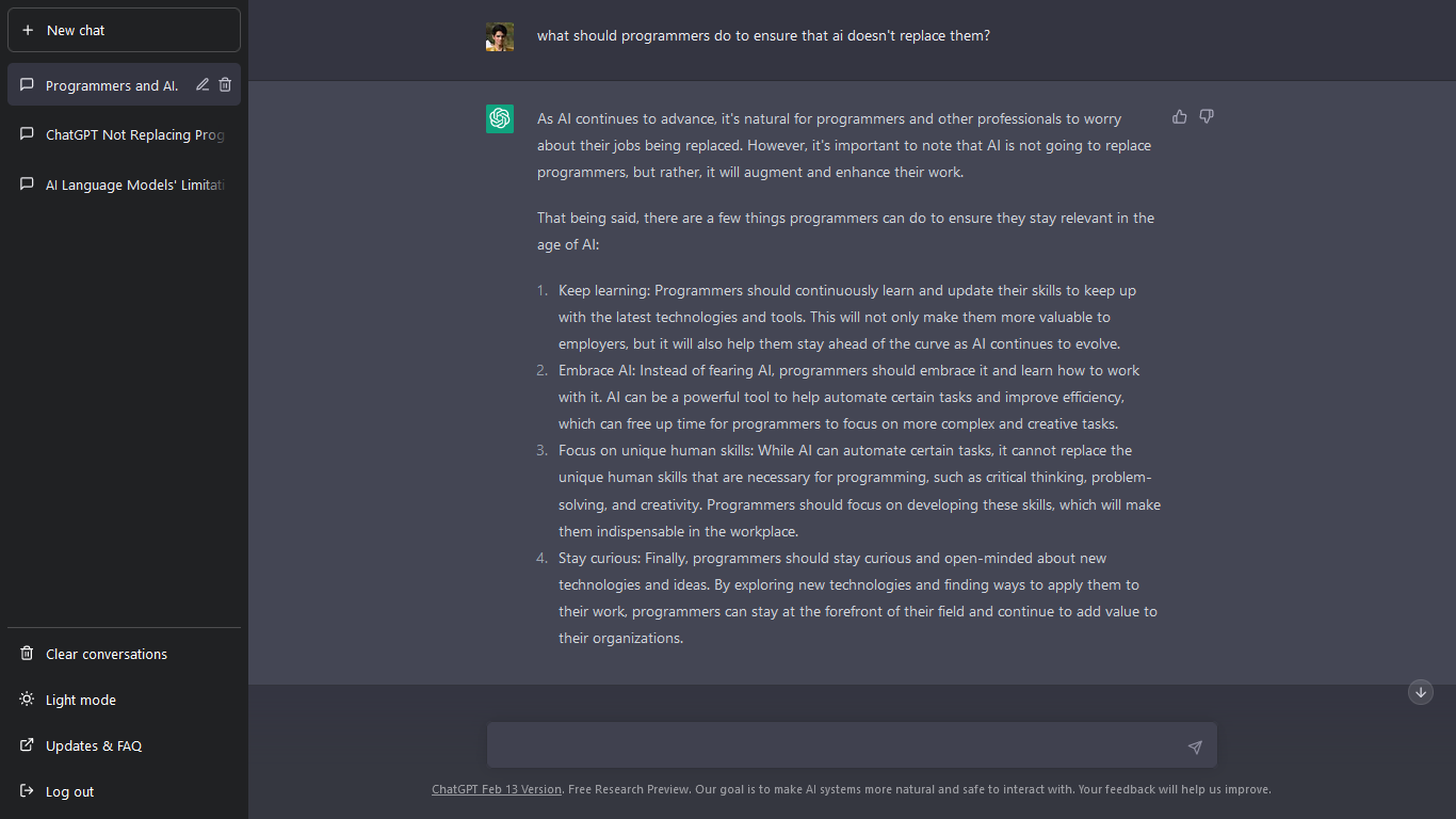 We asked ChatGPT if it will replace content creators and programmers ...