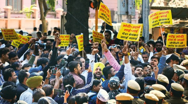 During the protest, Sunday. Abhinav Saha