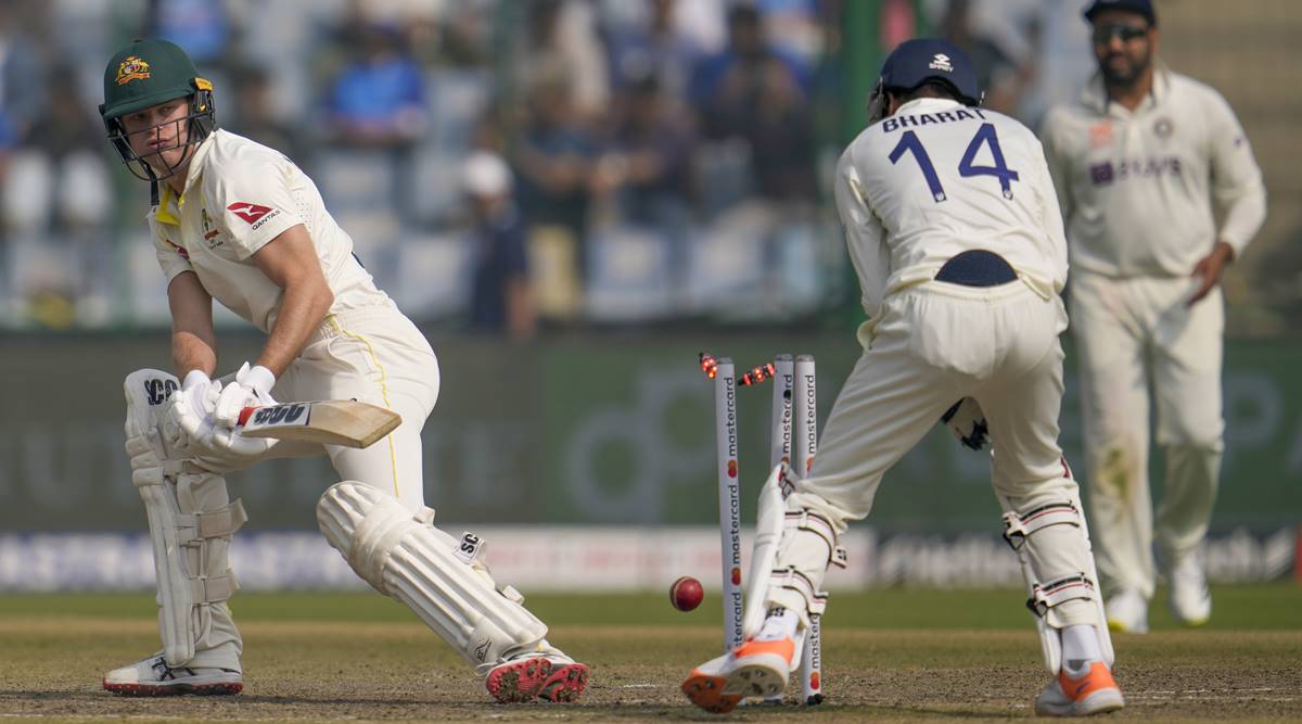India vs Australia 2nd Test Day 3 Highlights: Australia's Matthew Kuhnemann, left, is bowled by India's Ravindra Jadeja. (AP)
