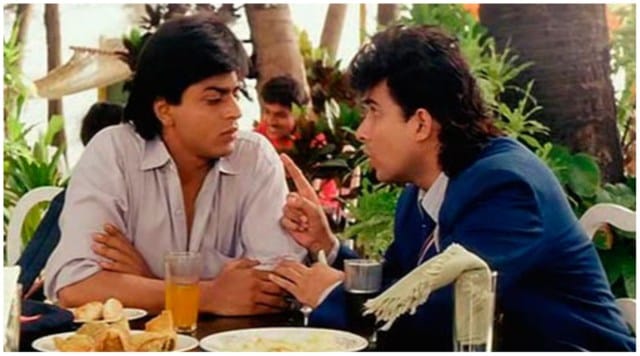 Shah Rukh Khan and Deepak Tijori in Kabhi Haan Kabhi Naa.