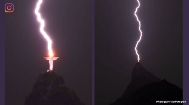 lightning struck Christ the Redeemer