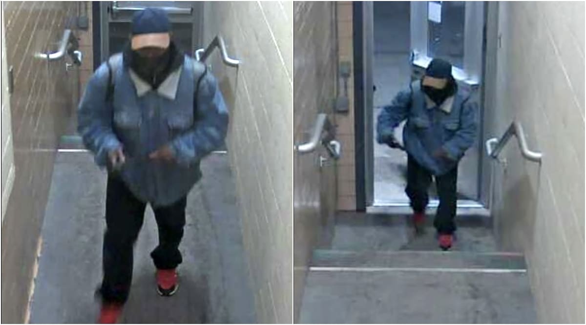 This image from surveillance video shows a suspect whom authorities are looking for in connection with multiple shootings at the university late Monday, Feb. 13, 2023, in East Lansing, Michigan. (Courtesy of MSU Police and Public Safety via AP)