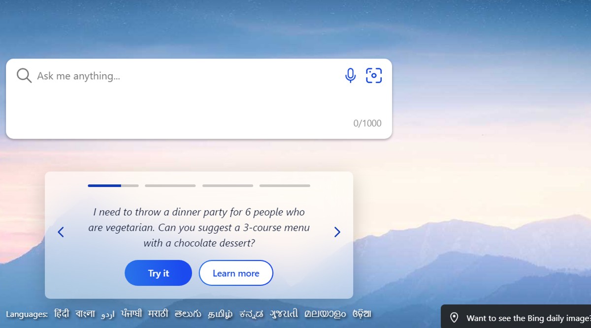 Microsoft's new AI-powered Bing uses NLP to produce human-like responses to queries (Image credit: Bing)