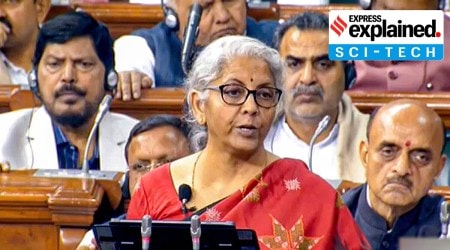 Finance minister Nirmala Sitharaman during the 2023 budget speech in the Parliament.