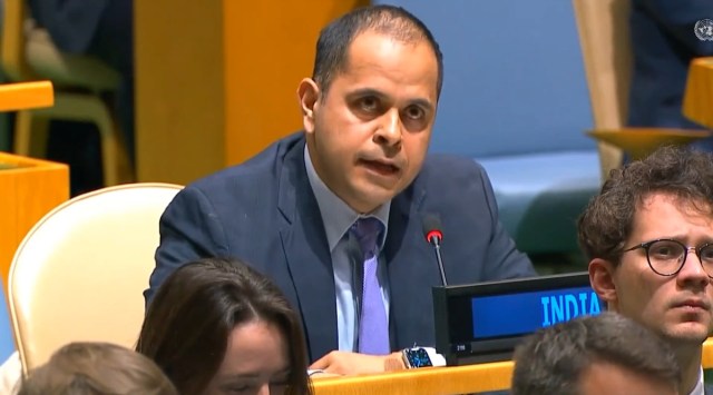 Counsellor in India's Permanent Mission to the UN Pratik Mathur. (Twitter/@IndiaUNNewYork)