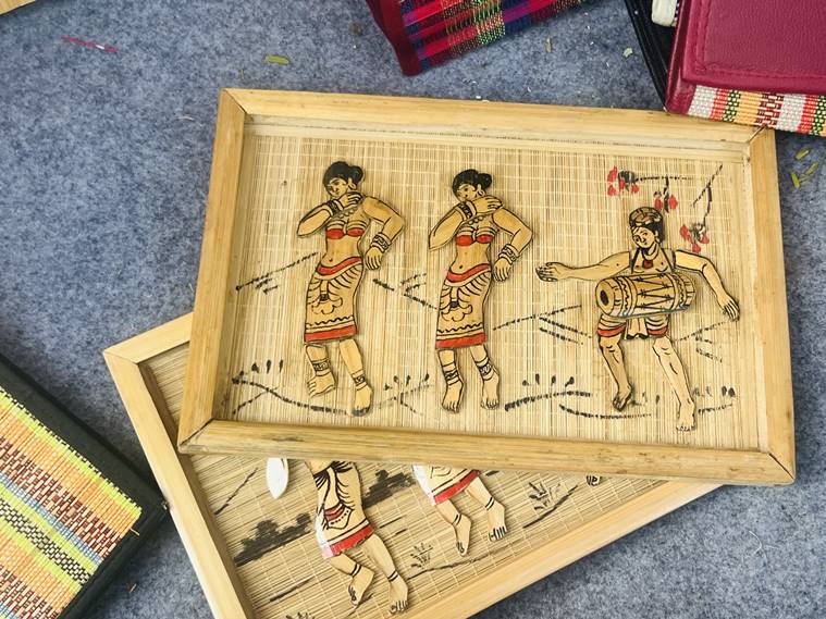 Bihu dance paintings made of bamboo