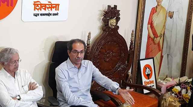 Uddhav Thackeray at his residence 'Matoshree' at Bandra in Mumbai on Friday evening.
(Express photo: Pradip Das)