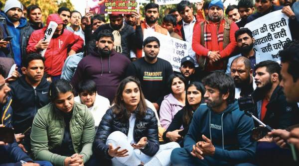 Indian wrestlers during the protest. (FILE)