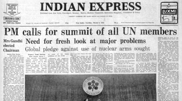 March 8 1983 Forty Years Ago Pm Indira Gandhi Addresses Non Aligned