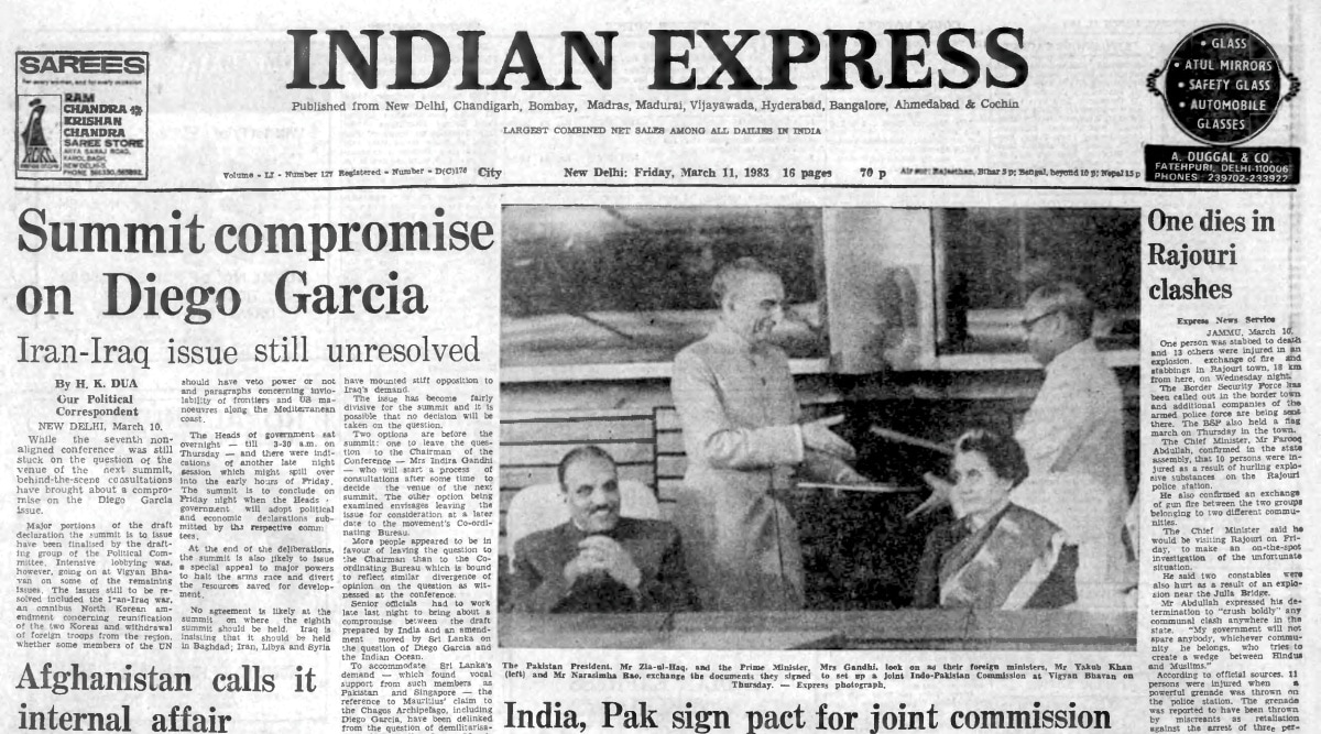 March 11, 1983, Forty Years Ago India, Pak sign agreement to set up