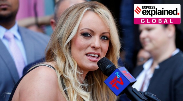 Stormy Daniels, the porn star currently in legal battles with U.S. President Donald Trump, speaks during a ceremony in her honor in West Hollywood, California, U.S., May 23, 2018.