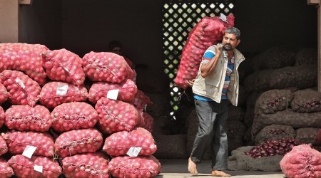 gujarat onion farmers, gujarat onion sale, gujarat onion procurement, Rushikesh Patel, Ahmedabad news, Gujarat, Indian Express, Current affairs