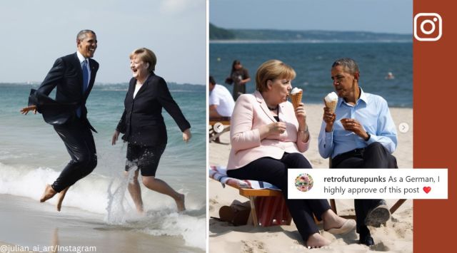 AI-generated images show Obama and Merkel having fun at the beach