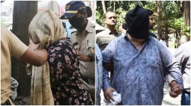 Accused ‘designer’ Aniksha Jaisinghani and her father Anil Jaisinghani. (Express Photos by Ganesh Shirsekar) The police alleged that the video was manipulated further to falsely claim that the bag was given to a staffer of Amruta.