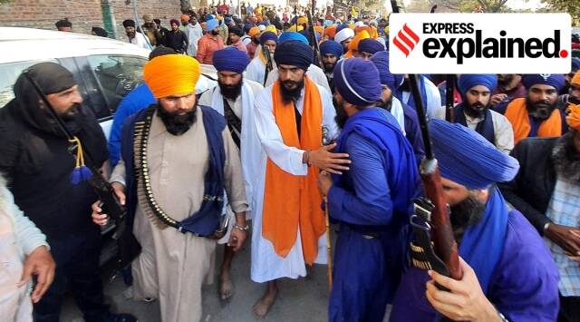 ‘Waris Punab De’ leader Amritpal Singh enters a police station, demanding the release of his supporters in Ajnala near Amritsar on Thursday (February 23).