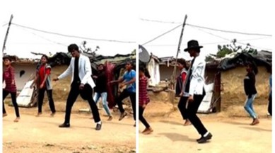 Baba Jackson dances with Gully girls