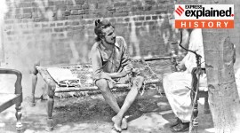 One of the very few actual surviving photos of Bhagat Singh. This photo was taken in prison, where he is seen wearing a handcuffs tied to a chain.
