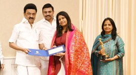 CM MK Stalin and director Kartiki Gonsalves