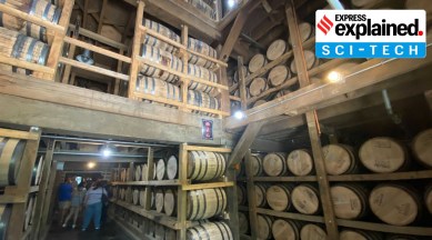 Jack Daniels's casks in a warehouse