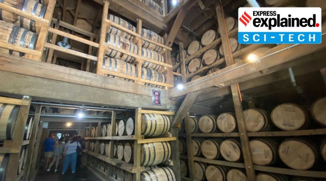 Jack Daniels's casks in a warehouse