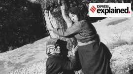 Chipko Movement at Chamoli, Uttarakhand, showing two women hugging a tree.