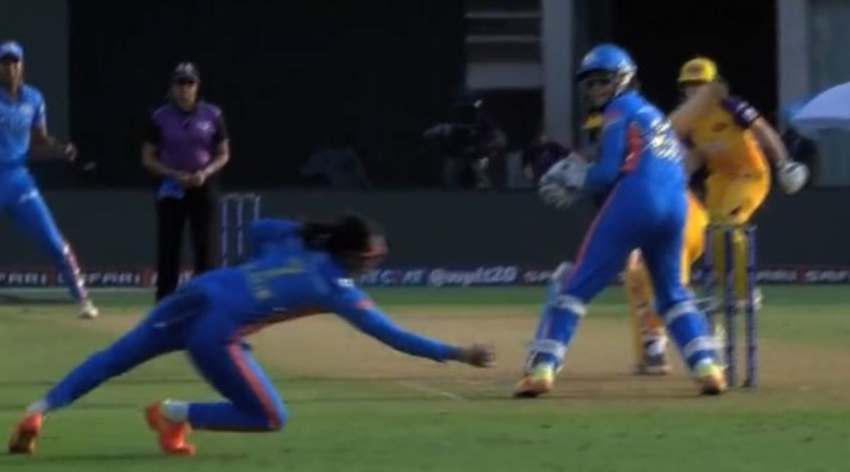 Watch: Mumbai Indians captain Harmanpreet Kaur makes sensational catch in WPL match against UP Warriorz