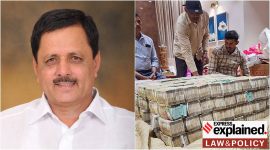 BJP MLA Madal Virupakshappa; the unaccounted cash recovered by the Lokayukta.